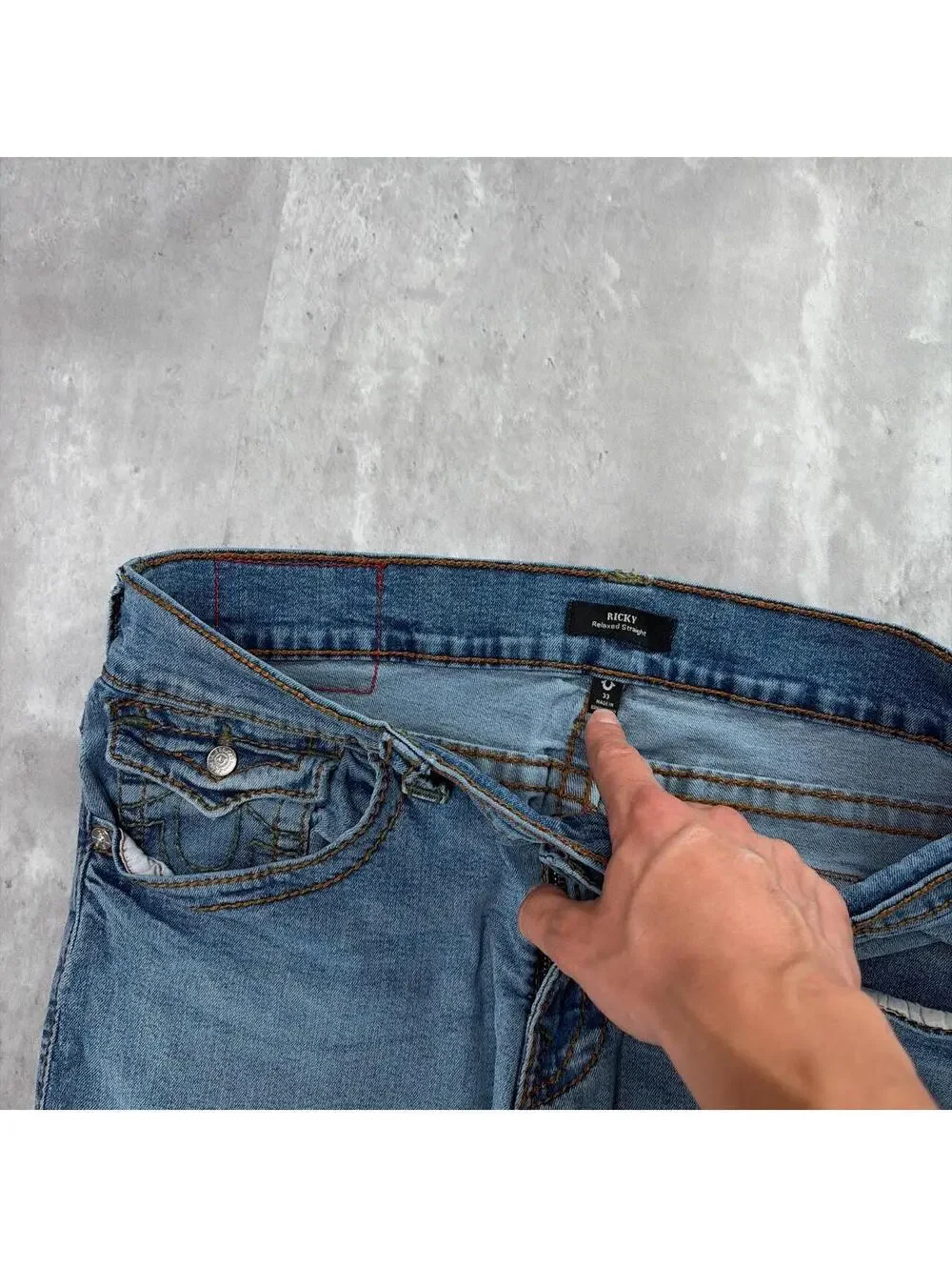 Y2K Blue True Religion Grunge Gothic Ricky Straight Denim Jeans